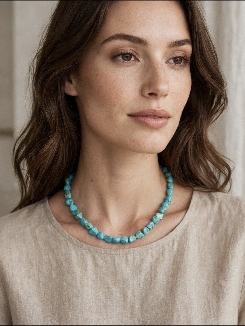 Turquoise Chip Bead Necklace - Vibrant Blue Women’s Jewelry